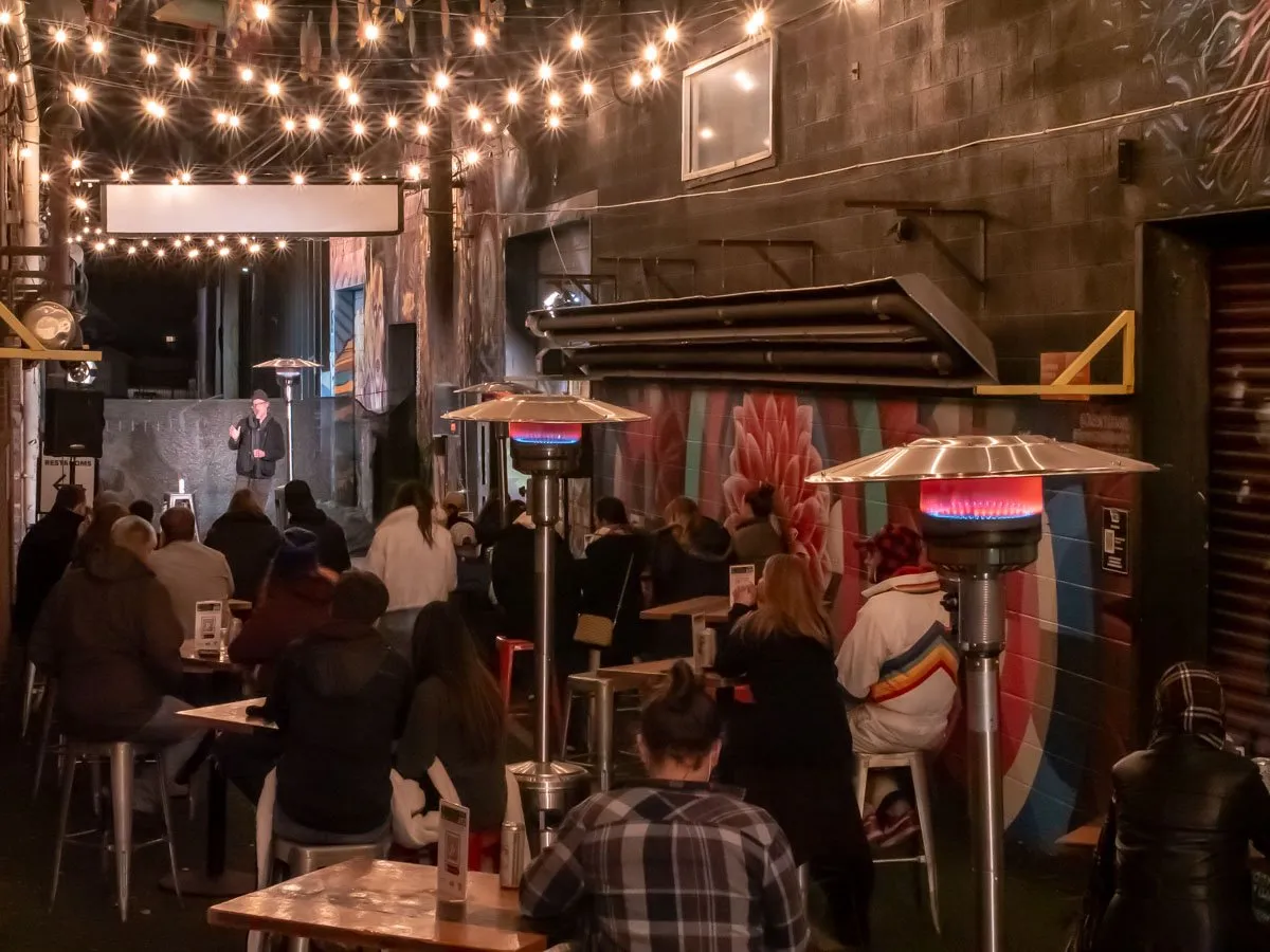 Denver Comedy Lounge outdoor patio in RiNo Arts District